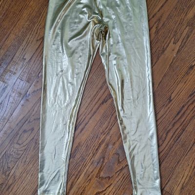 Splendor Flying Metallic Gold Leggings Spandex.  Shiny Futuristic  SMALL