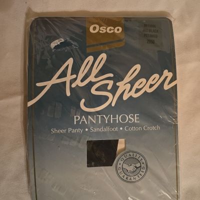 Vintage Osco All Sheer  Pantyhose Stockings Jet Black Size Petite / Medium