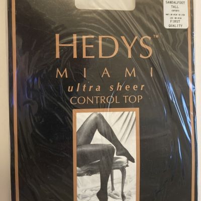 Hedys of Miami Ultra Sheer Control Top Pantyhose #620 White Sandalfoot Tall PH22