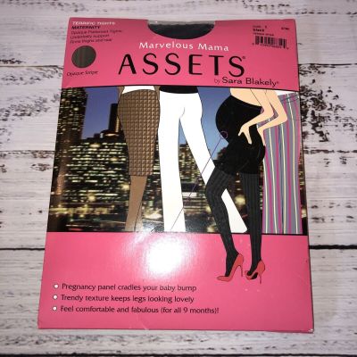 SPANX Assets Maternity Terrific Tights Black Opaque Stripe Marvelous Mama SZ 1