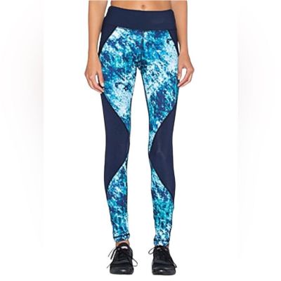 Pink Lotus Exercise Leggings Midnight Run in Crystal Blue Womens Size XS