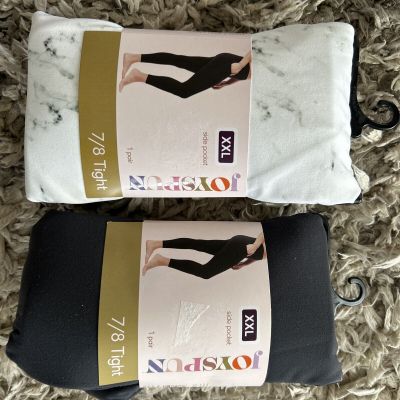 NEW 2 PAIRS JOYSPUN TIGHTS 7/8 WOMENS SIZE XXL  WITH SIDE POCKETS