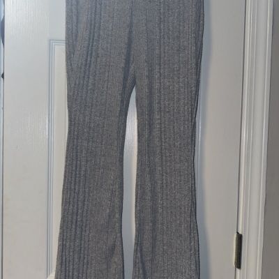 SHEIN XS Grey Ribbed Boot Cut Leggings Ladies. Soft W Elastic Waist