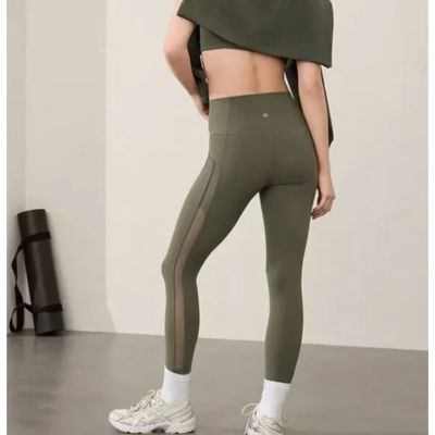 Athleta Salutation Stash Mesh 7/8 Tight Moss Green Size 1X Leggings UPF 40+