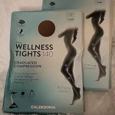 CALZEDONIA 140 Elisir Sheer Wellness Tights 2 Pack Graduated Compression.SizeT2S