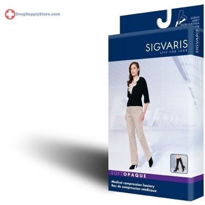 Sigvaris 841C Soft Opaque 15-20 mmHg OPEN Toe Knee High Compression