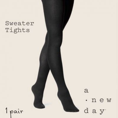 A New Day Women’s Flat Knit Sweater Tights Black Large/XL (BOGO When You Buy 2+)