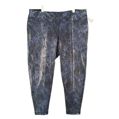 NWT $69 Shiny Python Print Indigo Leggings Size 3X Hi-Rise Activewear W/ Pockets