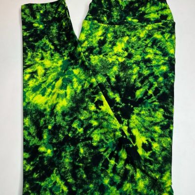 NEW LuLaRoe TC2 Leggings Tie Dye BLACK GREEN Neon Camouflage St PATRICK Shamrock