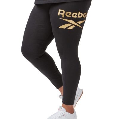 Reebok Plus Size Shine Logo Leggings Black 2X