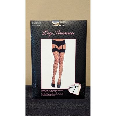 Leg Avenue Spandex Fence Net Stockings Reinforced Toe One Size Style 9105 Black