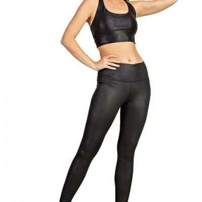 Compression Leggings, Womens Wide Waisted Faux Leather Yoga Pants, Size S - 3X