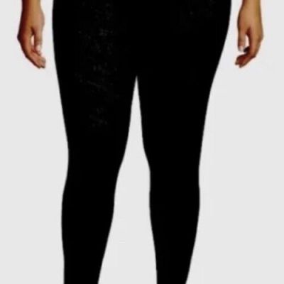 FEELING FESTIVE BLACK BRUSHED LINED LEGGINGS 3X (24W-26W) NWT