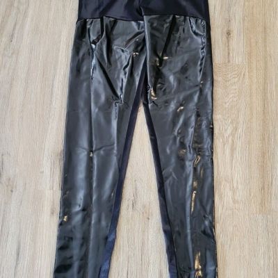 Genuine BlackMilk Black Gloss Half PVC Leggings Medium HTF fits XS S M