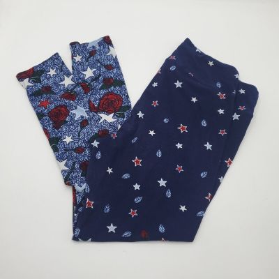 Lularoe American Dream 2018 Dipped Floral Leggings Size TC2