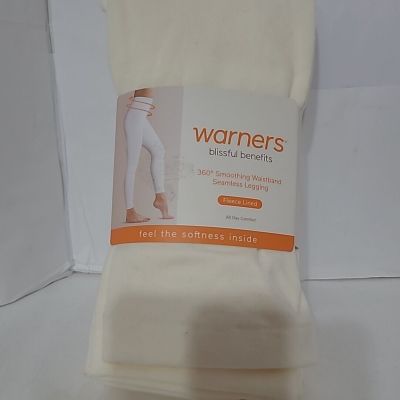 Warner's Blissful Benefits Womens Fleece Lined Leggings Size 2X/3X Ivory - NIP