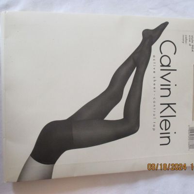 Vintage Calvin Klein Active Sheer  Control Top Pantyhose Size D Ivory  NEW