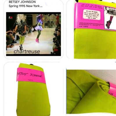 NWT Betsey Johnson Vintage M / L Chartreuse Opaque Tights