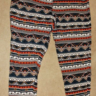 Torrid Women's Blue Orange Beige Black Boho Pattern Leggings Size 3X