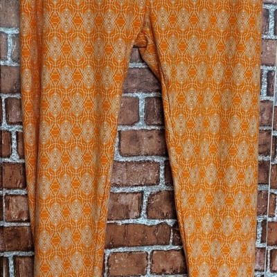 LuLaRoe Women's Orange Pattern Elastic Waist Leggings Size T/C Tall Curvy