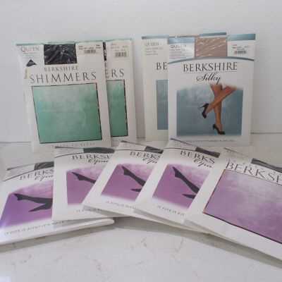 MIXED LOT OF 9 BERKSHIRE PANTYHOSE SZ QUEEN 1X-2X BLACK & LINEN VARIETY NIP