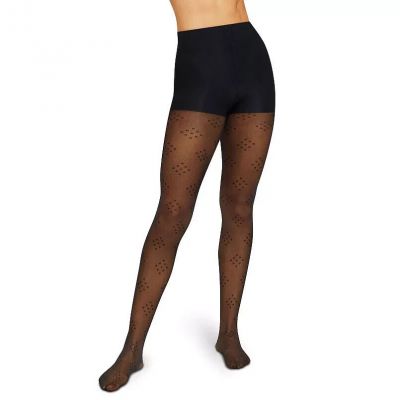 2 Pairs. Women's Hanes Control Top, Diamond Dot Pattern Tights. Medium or Large.