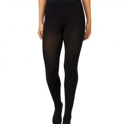 Hanes Women's Blackout Tights EcoSmart Wide Waistband Repreve Nylon Black S-2X