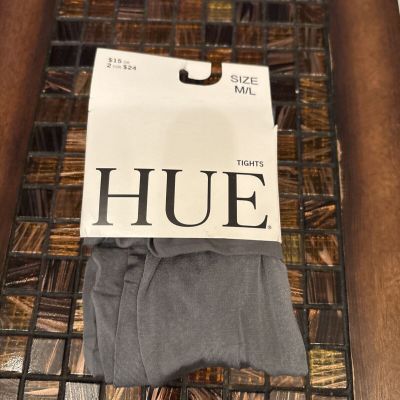 Hue Women’s Satin Tights With Control Top Steel - Size M/L. Store Returned Item.