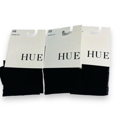 HUE Pindot Knee Hi Womens One Size Black 3 Pair NEW