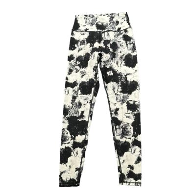 BuffBunny Leggings Womens Small Black Rose Floral High Rise Crop Stretch Workout