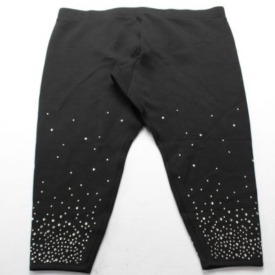 Monroe + Main Women's Plus Size Glitz Embellished Leggings BL1 Black Size 4X