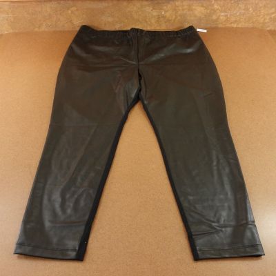 Old Navy Womens Size 3X Black High-Waisted Faux-Leather Front-Panel Leggings NWT