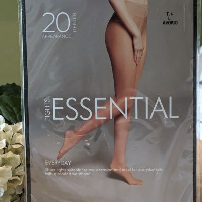 CALZEDONIA 20 DENIER ULTRA SHEER PANTYHOSE TIGHTS SIZE T4/L / IVORY WHITE