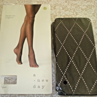 A New Day Ebony Black Diamond Designed Fashion Tights Women's Size M/L