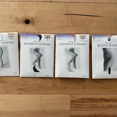 Lot of 4 pairs of Sheer Caress pantyhose in size queen short.