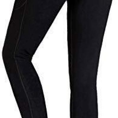 High Waist Yoga Pants with Pockets, Tummy Control, Workout Large Black I840