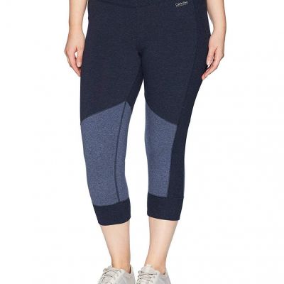 Calvin Klein Womens Performance Plus Size Colorblocked Capri Leggings-1X