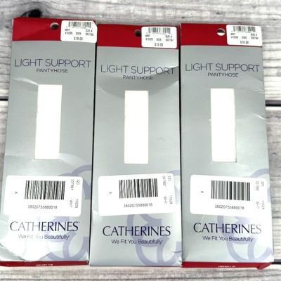 LOT OF 3 CATHERINES LIGHT SUPPORT PANTYHOSE Size A (180 - 230 Pounds) WHITE