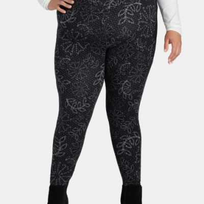 Terra & Sky Women's Plus Size Leggings Shibori Bandana Black Size 1X