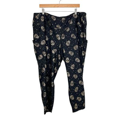 Torrid Active Womens Star Skull Cropped Leggings Sz 4X Black Gold Pockets