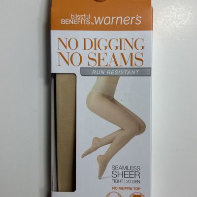 Warners Blissful Benefits Easy Smoothing Opaque Shaping Tights Tan Small Sheer