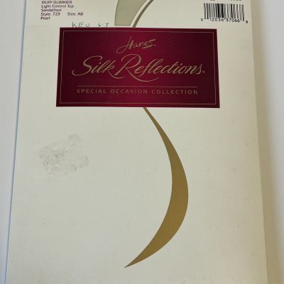 NOS Hanes Silk Reflections pantyhose size AB Silky Glimmer Pearl 729