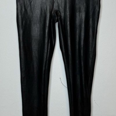 Spanx Faux Leather Black Leggings Small Women’s Slimming Shiny