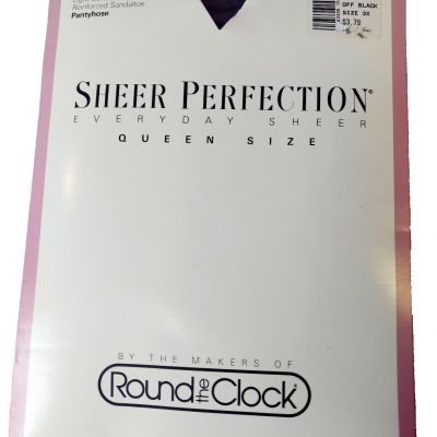 Sheer Perfection Pantyhose 3X Queen Off Black Control Top Reinforced Sandaltoe