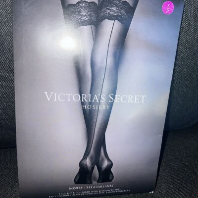 NEW Victorias Secret Hosiery Lace Top Thigh Highs w/ Reinforced Heel Small