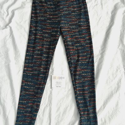 LuLaRoe BRAND NEW OS ONE SIZE Leggings Multi-Color Red Blue Tan Print Fast Ship