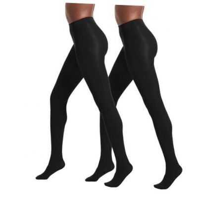 Women's Super Opaque Control Top Tights Large Black/Black