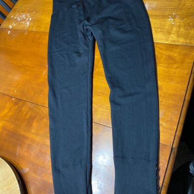 Maurices Maurices Black Cable Knit Fleece Lined Leggings With Ankle Buttons Size