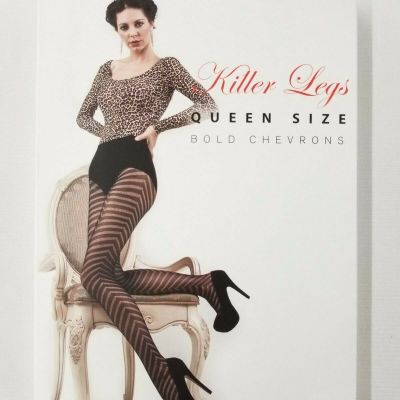 Yelete Killer Legs Fishnet Pantyhose Stocking Bold Chevrons Size Queen