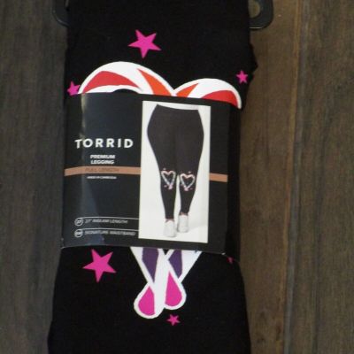 TORRID CANDY KNEE BLACK FULL LENGTH SIGNATURE WAIST LEGGINGS SIZE 5 (5X/ 28)